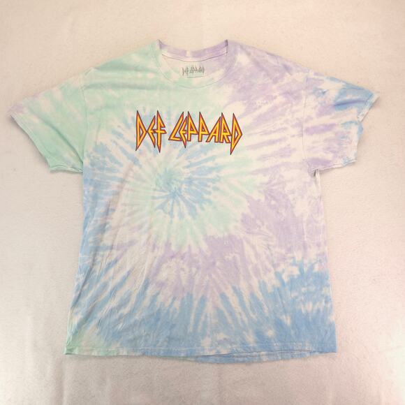 Def Leppard Band Graphic Short Sleeve T Shirt Womens Size Large L Tie Dye - Picture 2 of 9